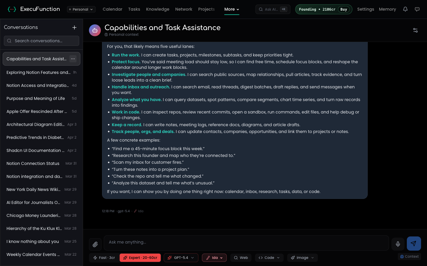 AI chat creating a personalized daily plan